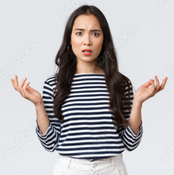 Woman distressed with hands outstretched